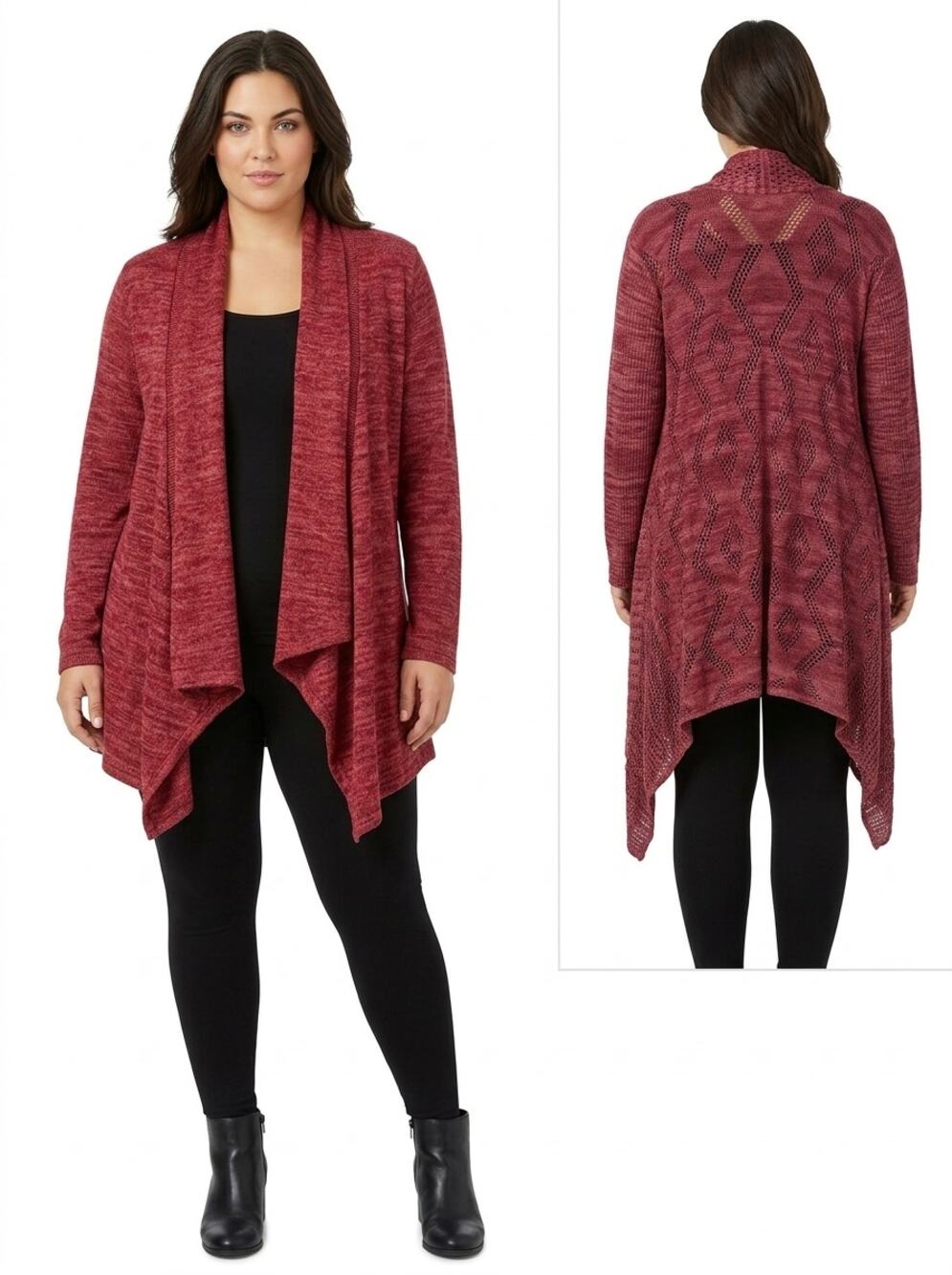 Lauren Michelle Marled Open Front Drape Cardigan Sweater Women Plus Size 2X